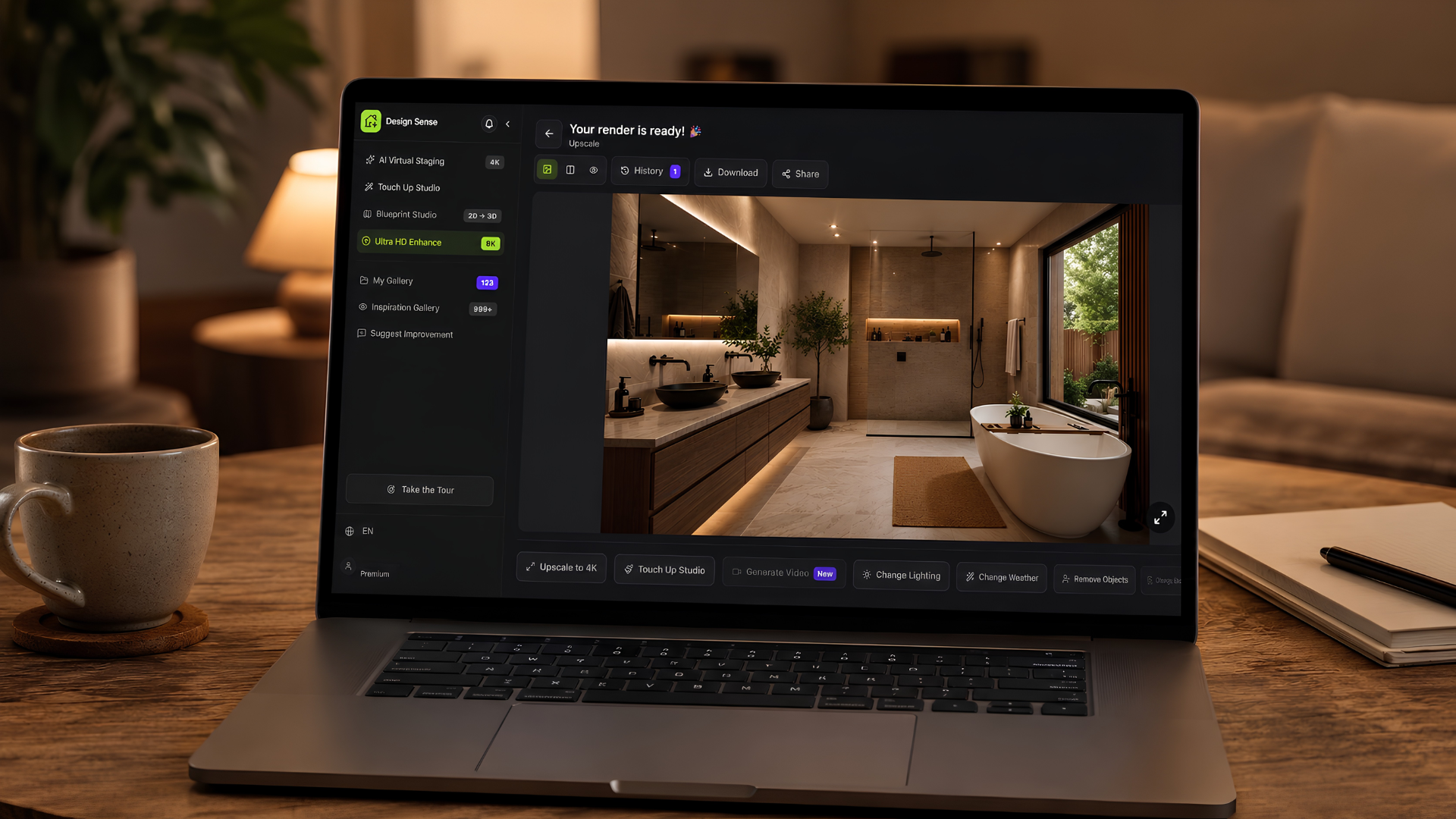 Bathroom remodel concept visualized with AI for design review