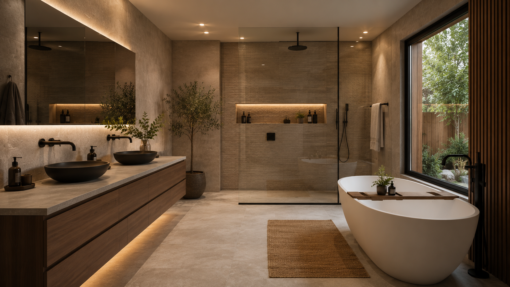 Bathroom remodel visualization concept reviewed before renovation planning