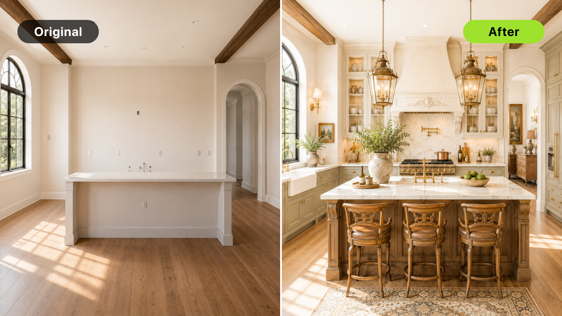 New construction room staged with AI for listing context