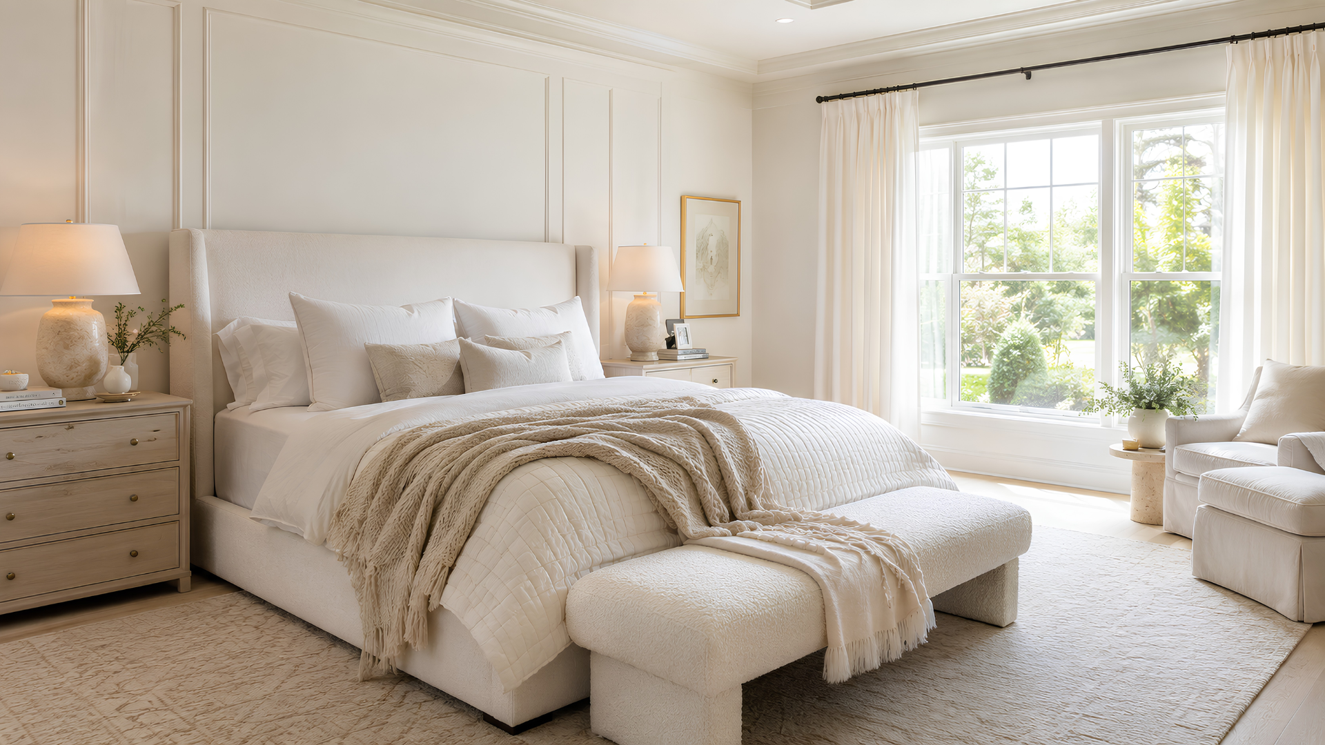 Cream and white bedroom planning photo