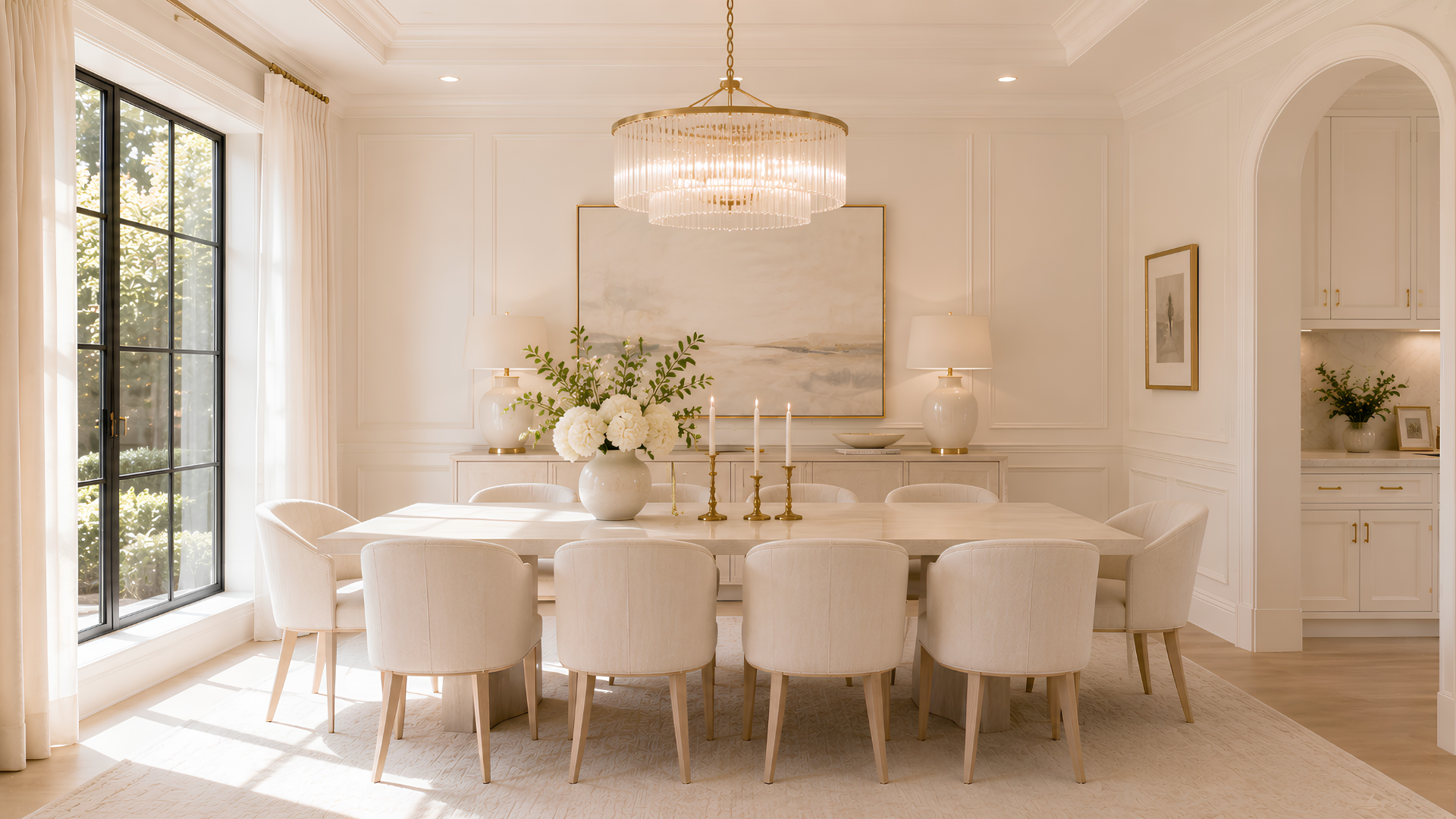 Cream and white dining room concept
