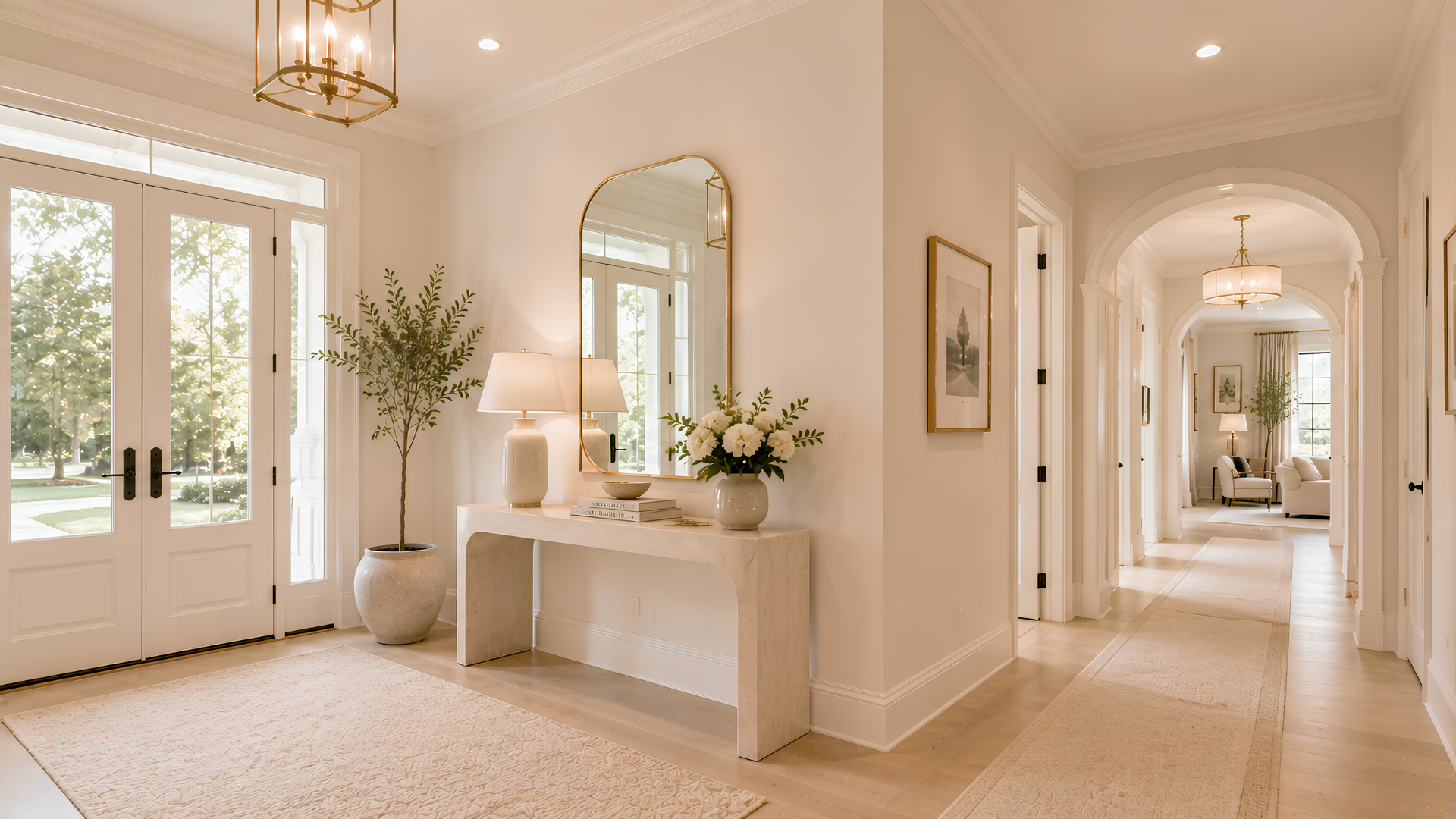 Cream and white entryway direction