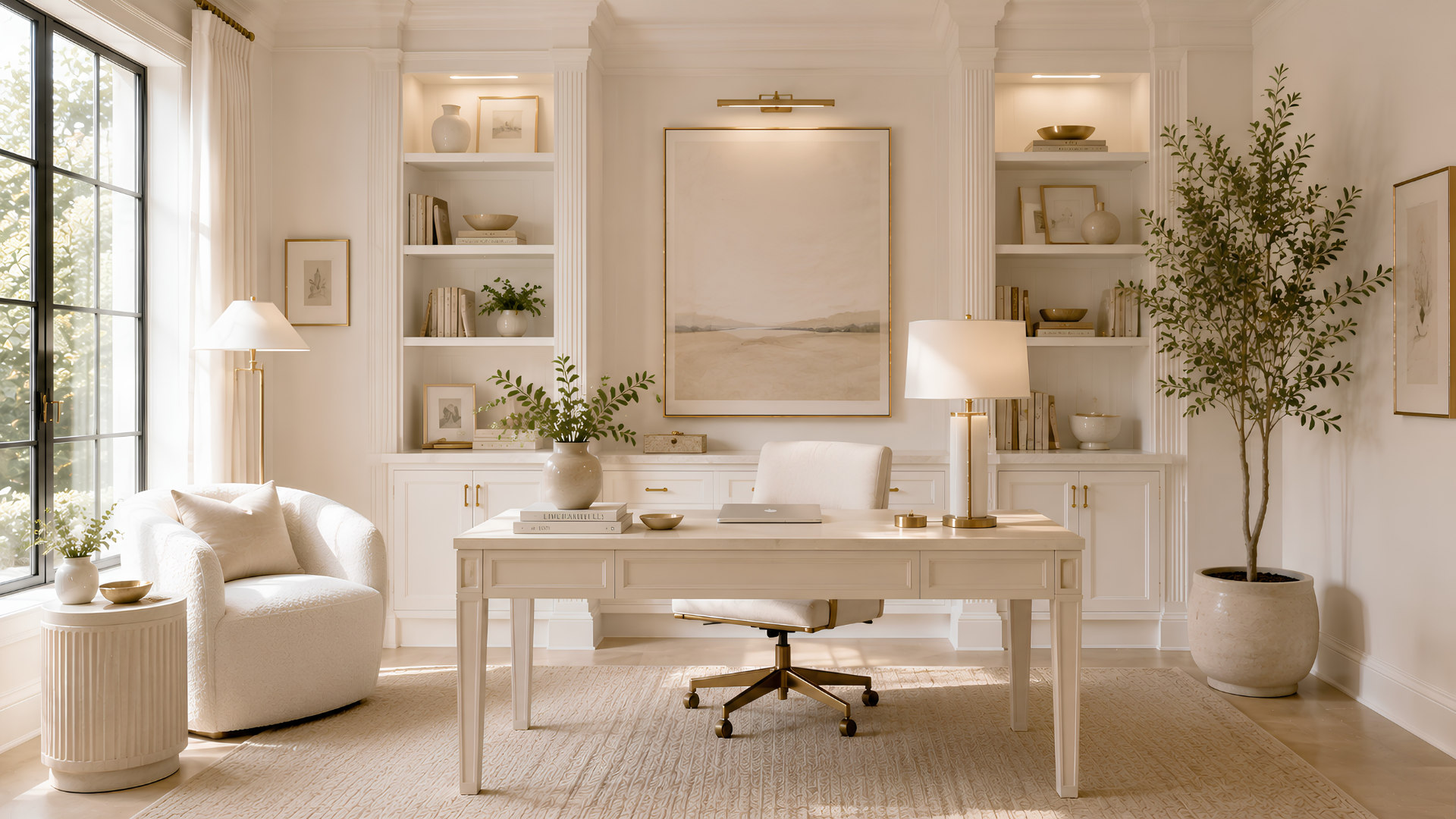 Cream and white home office concept