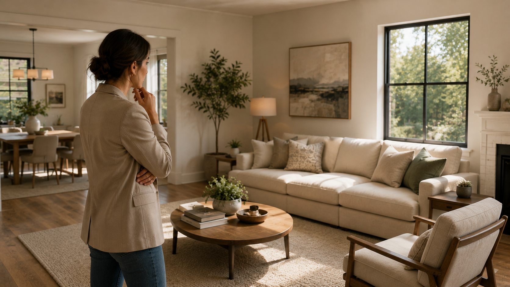 Real estate listing photos being reviewed for virtual staging quality before publication