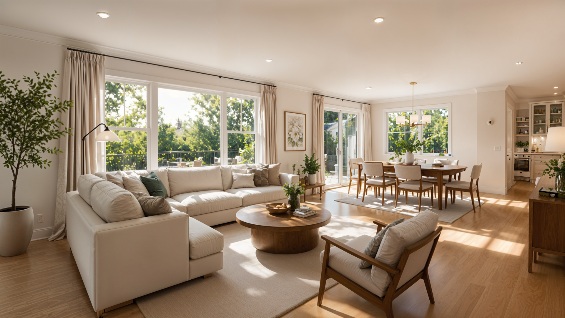 DesignSense AI generated image of a Scandinavian styled open-concept living room