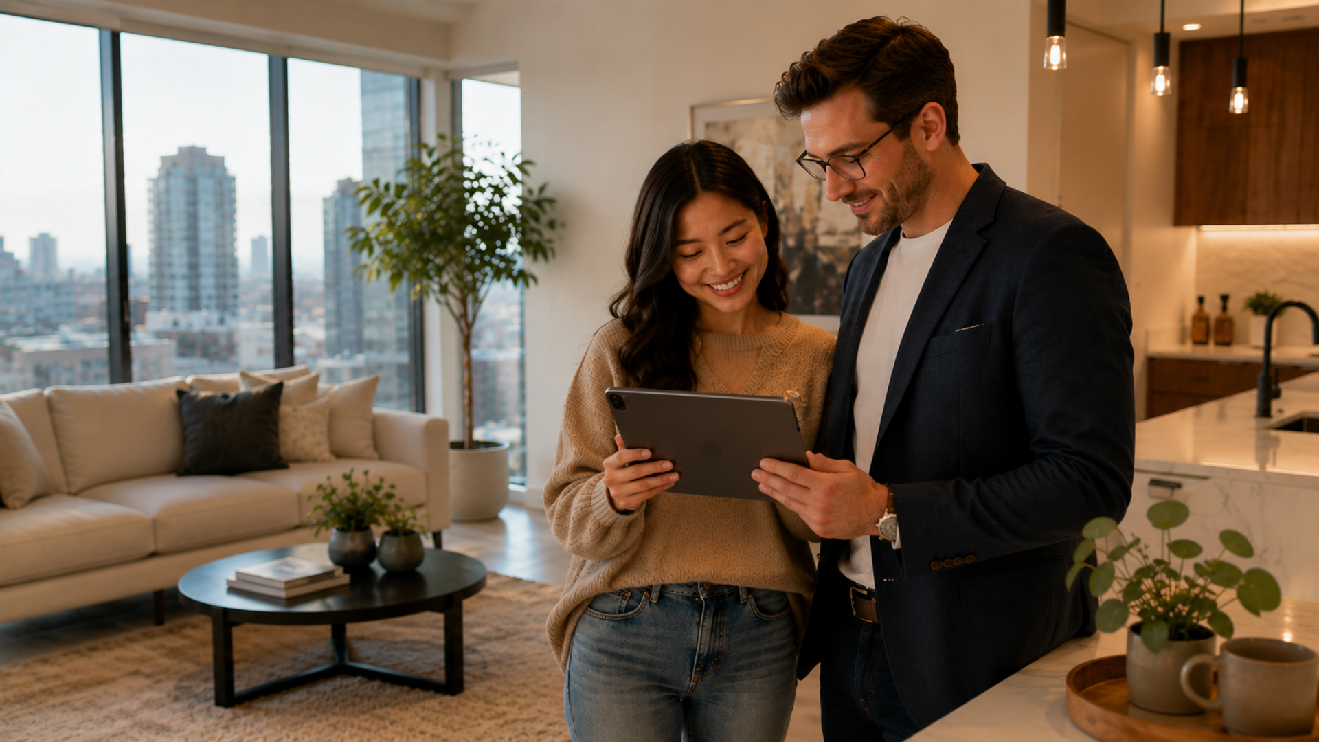 Rental property room virtually staged for an online listing