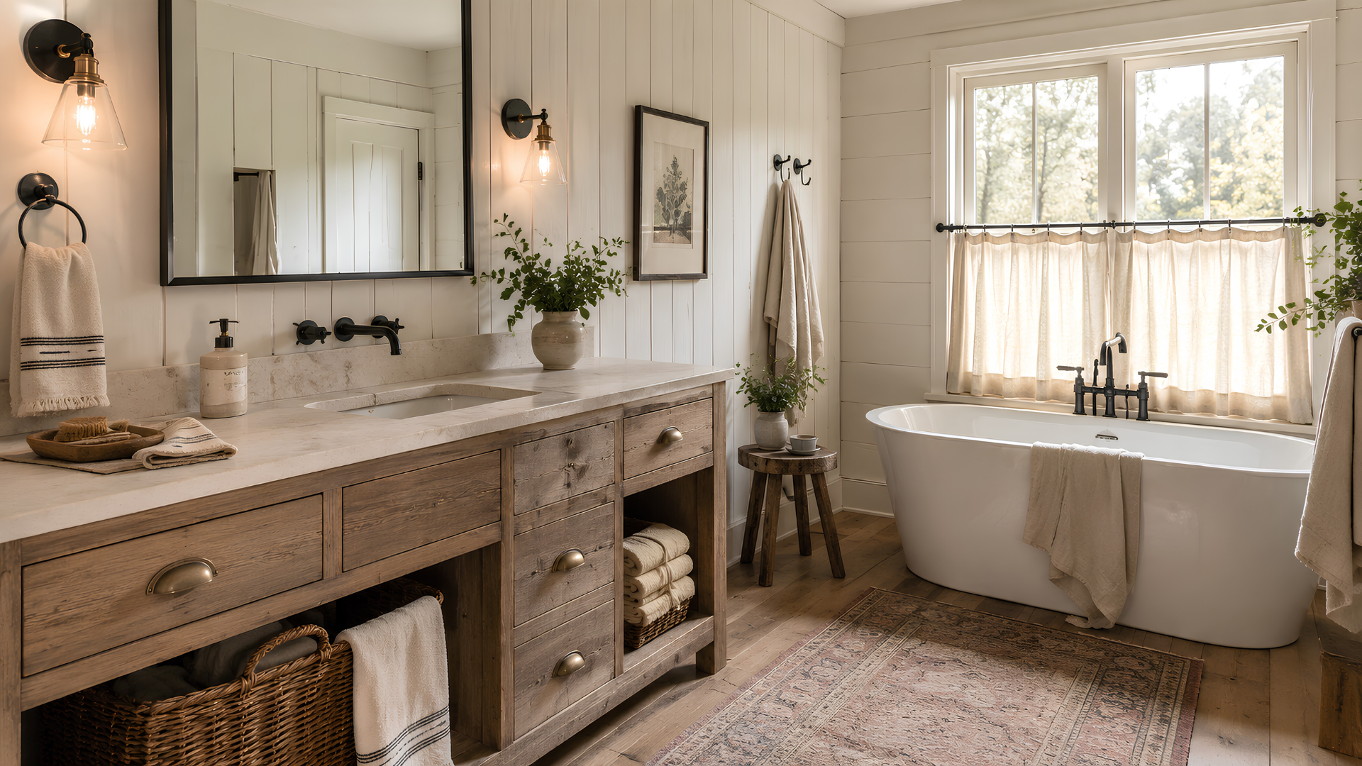 Farmhouse bathroom material direction