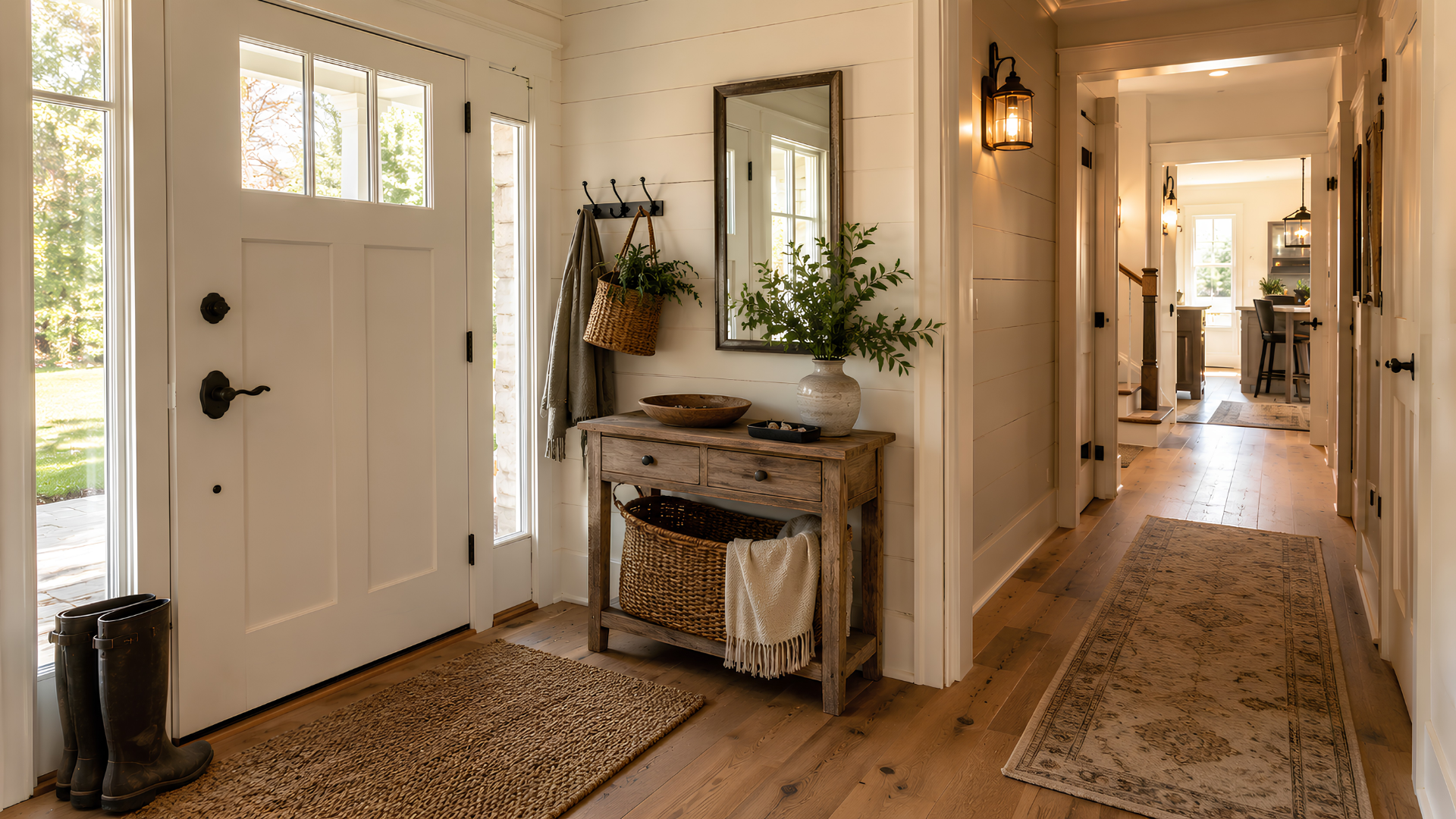 Farmhouse entry and exterior transition