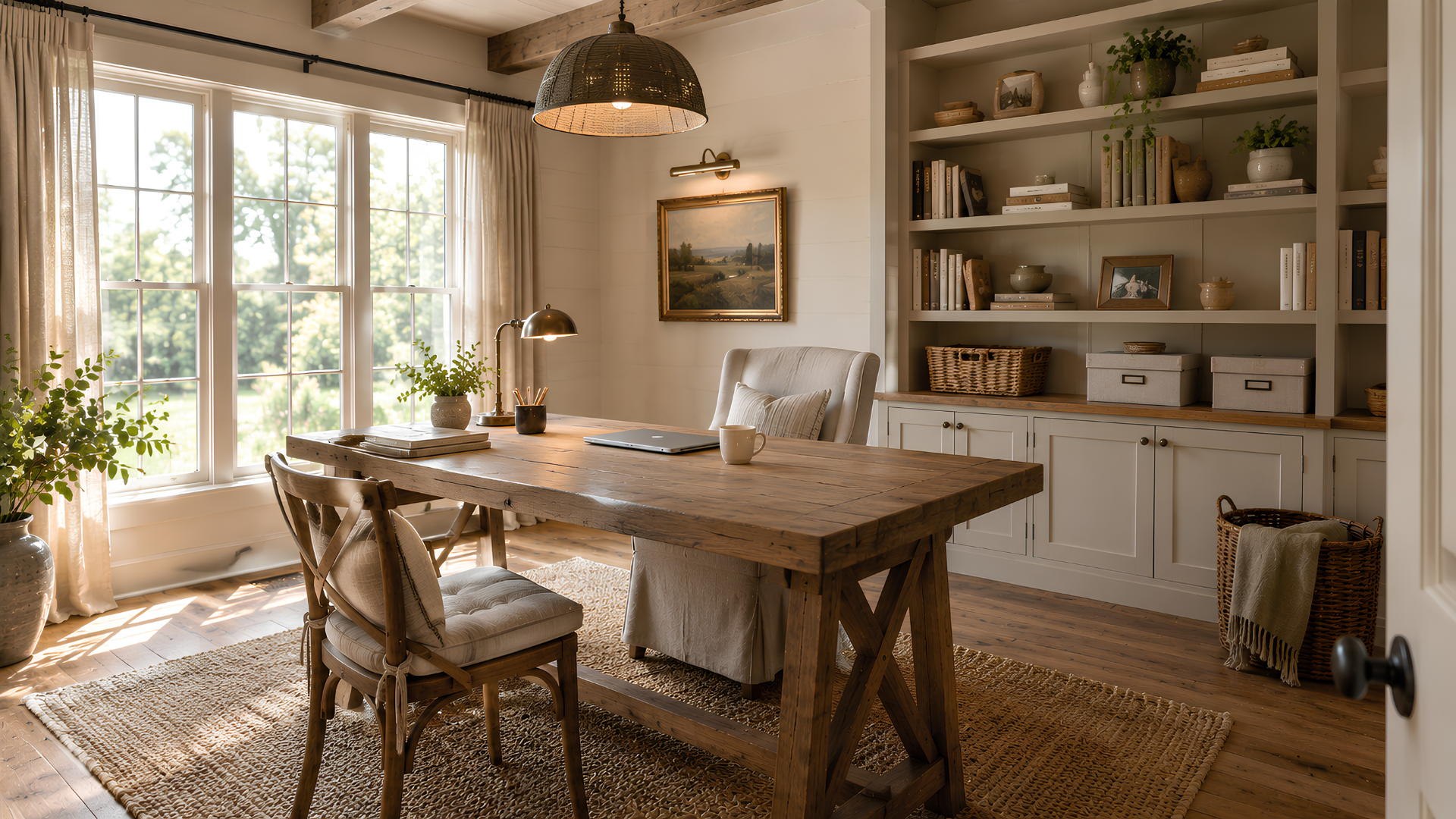 Farmhouse home office workflow