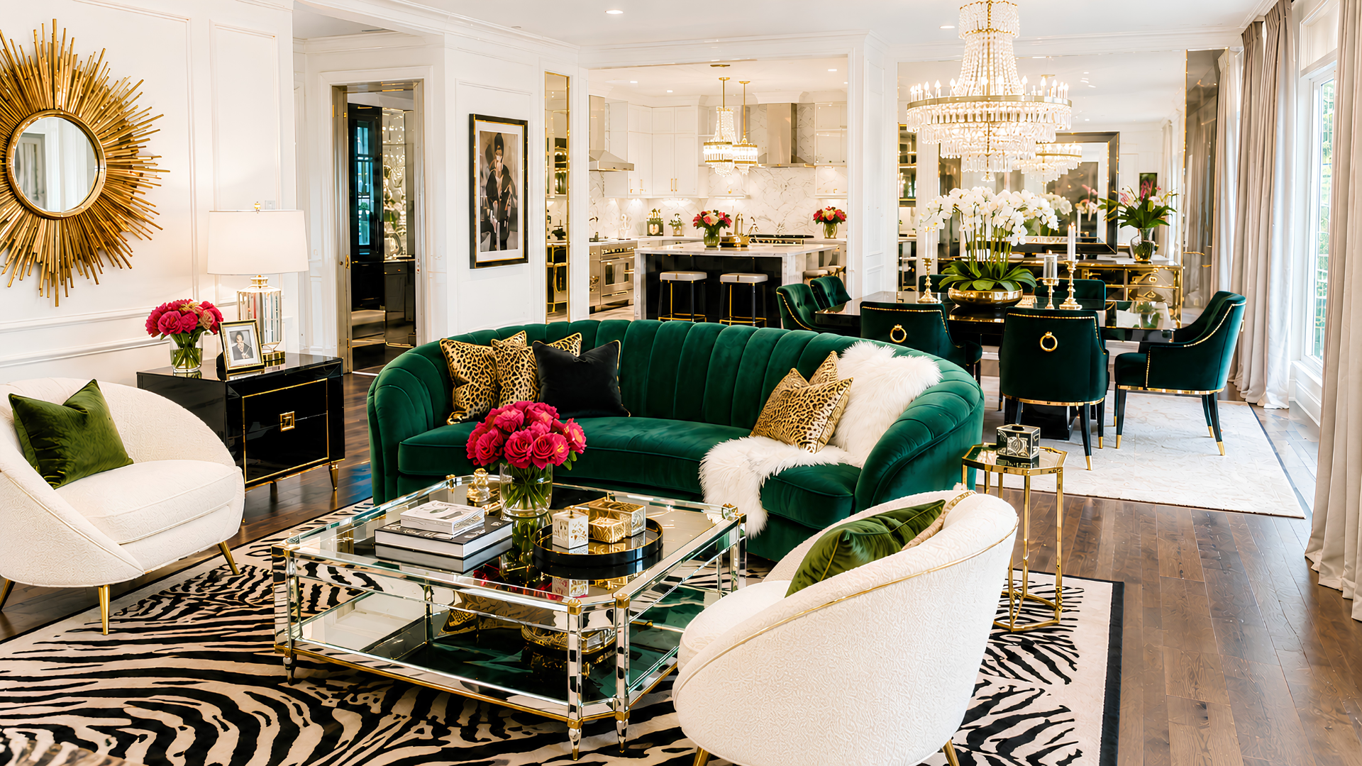 Whole-home Hollywood Regency mood