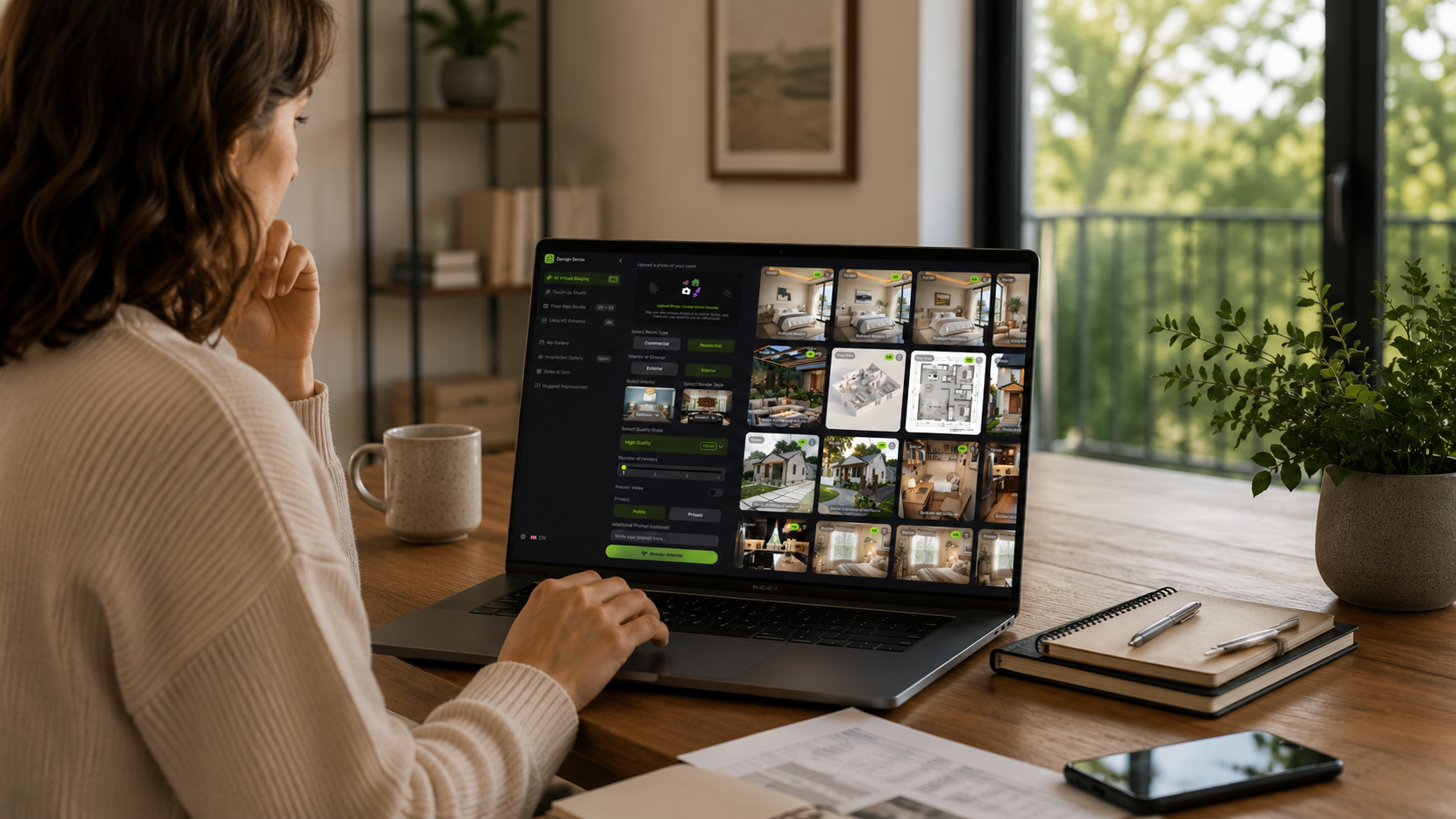 Real estate agent reviewing virtually staged listing photos before MLS submission