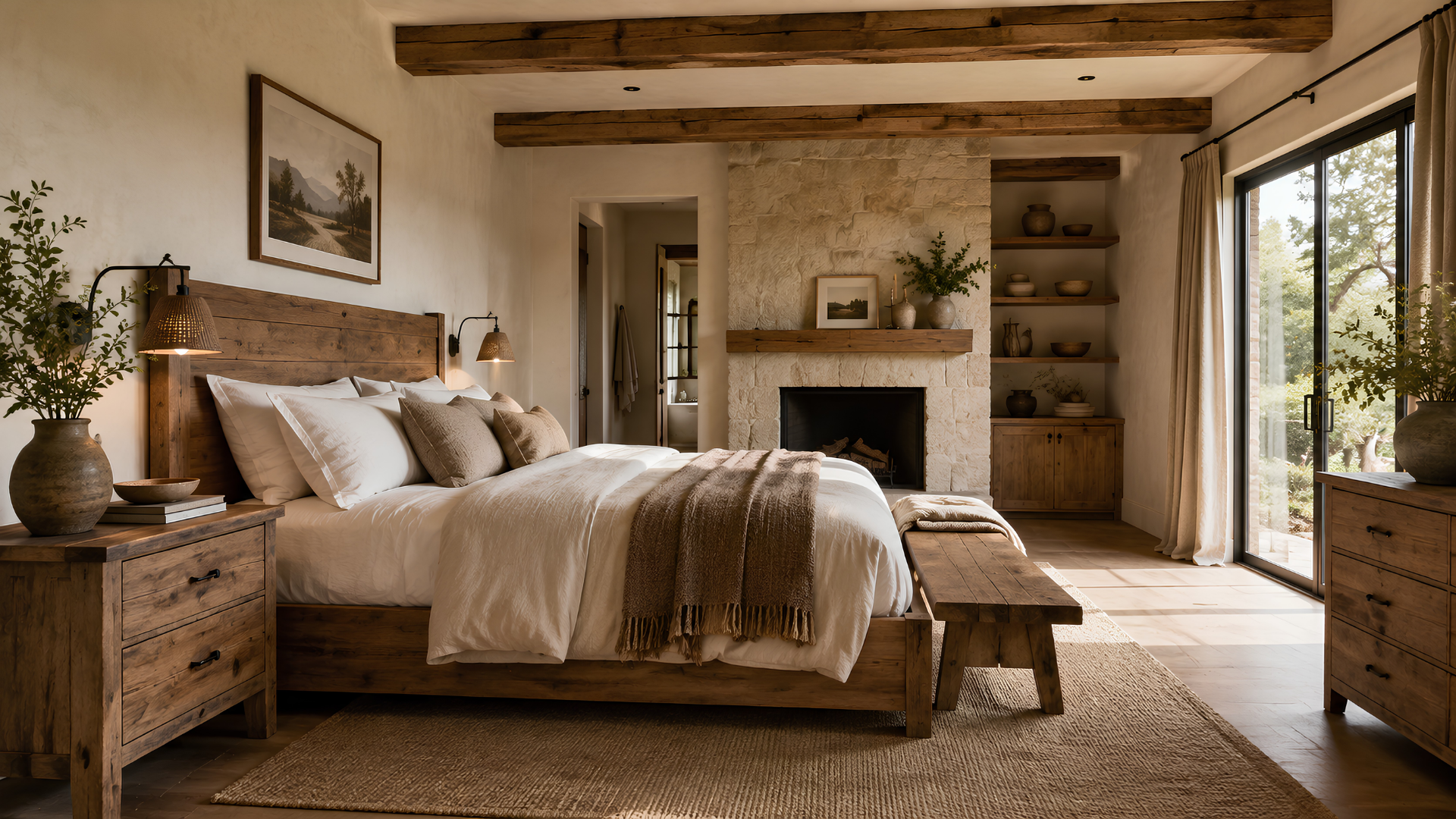 Modern rustic bedroom planning photo