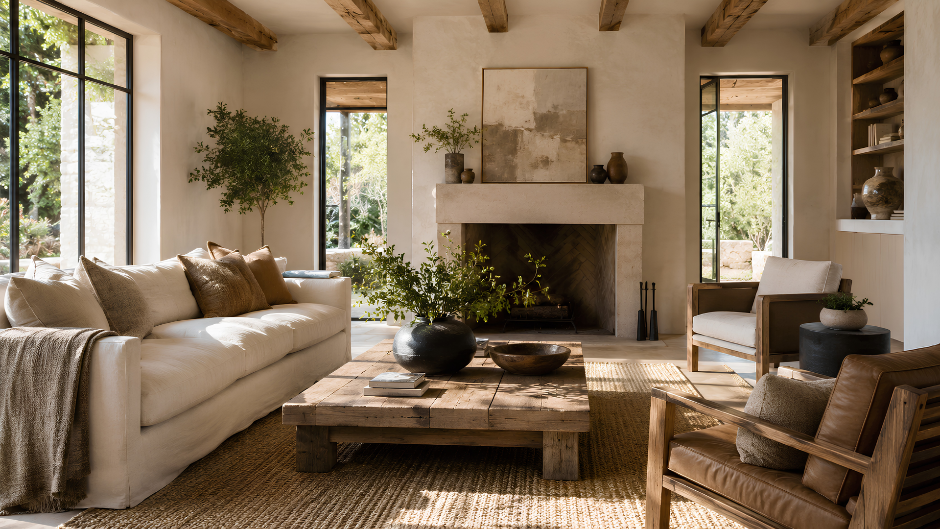Modern rustic living room concept