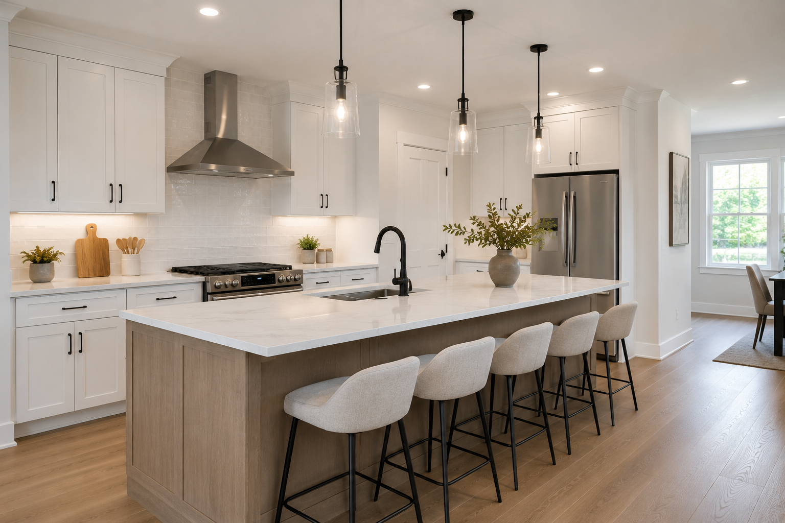 New construction room virtually staged for a real estate marketing image
