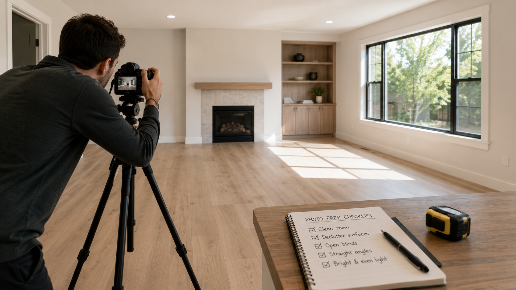 AI Virtual Staging showing before and after using DesignSense AI